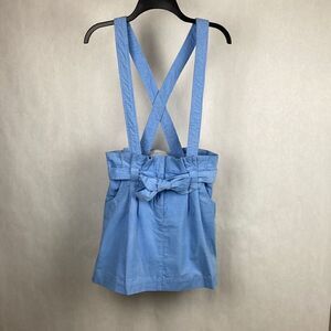 Urban Outfitters Corduroy Skirt Suspenders Blue Size Medium Paperbag Waist Tie B
